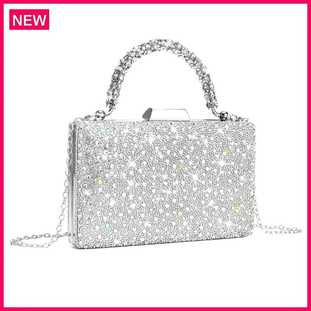Sparkling Evening Clutch with Detachable Chain for Wedding Party Prom